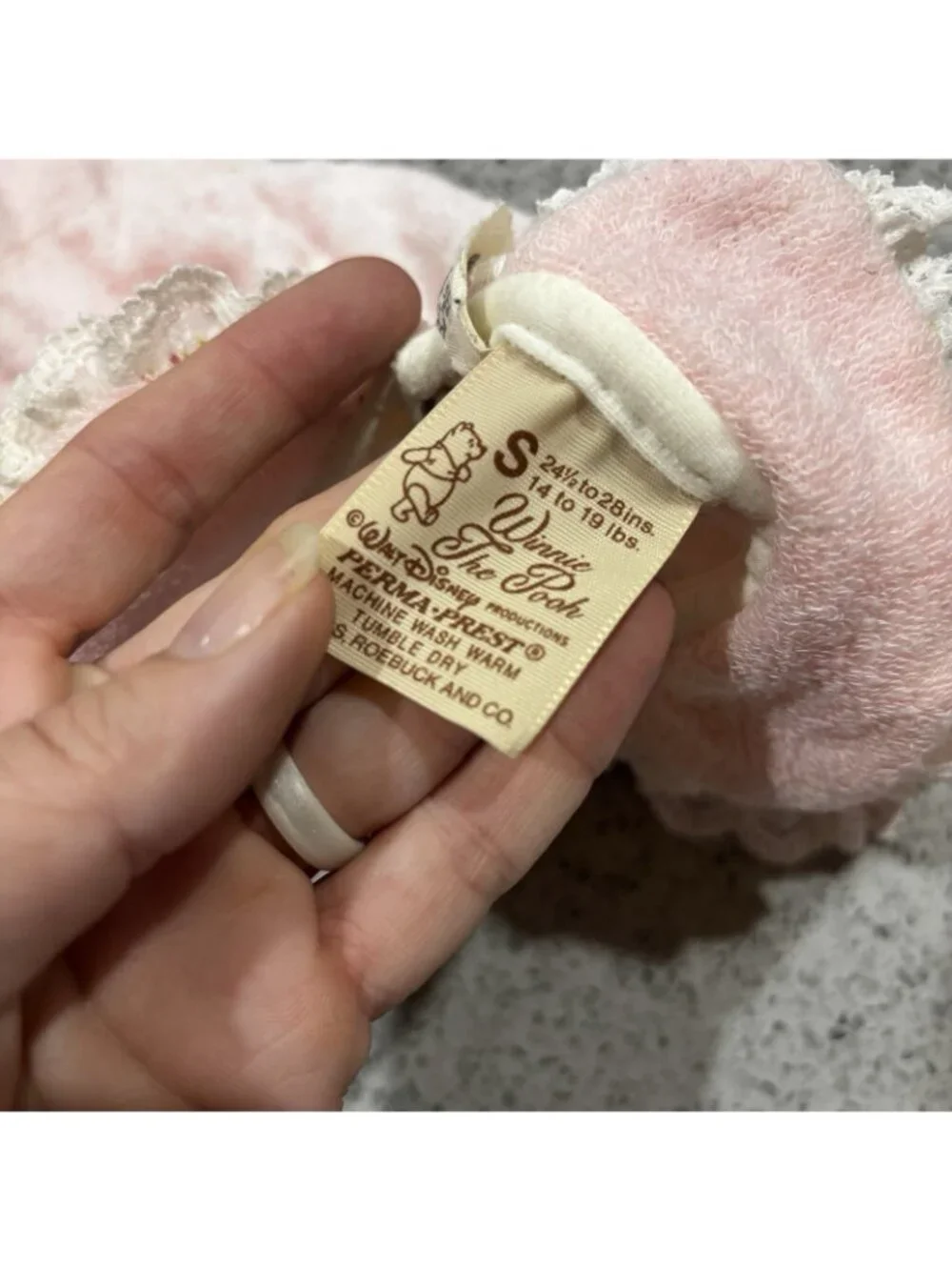 Vintage Terry Cloth Baby Girl Romper Pink Winnie The Pooh Spring 3-6 M